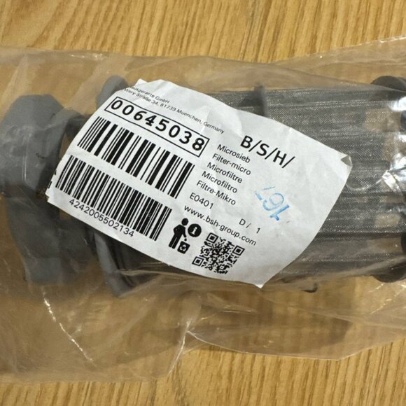 00645038 - OEM Bosch Dishwasher MICRO FILTER - 645038- BRAND NEW - Picture 2 of 2